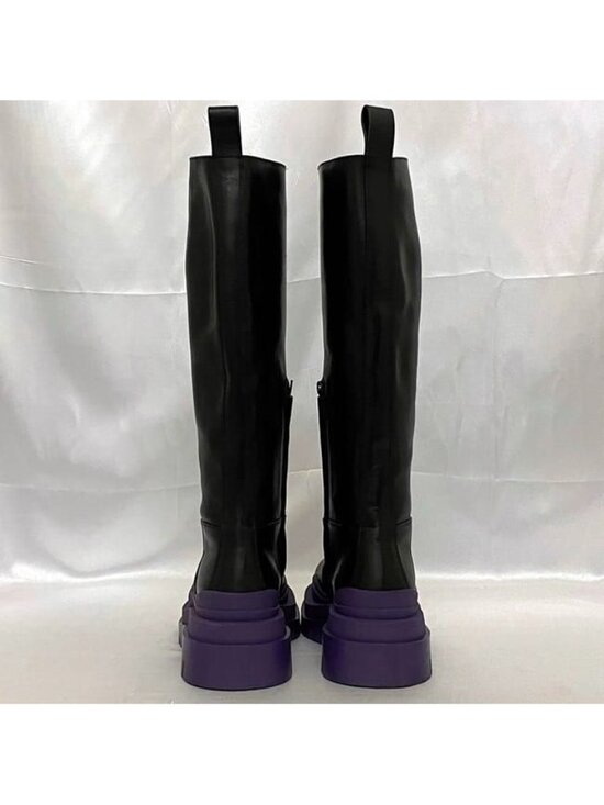 Bottega Veneta Black & Purple Low  Bottega Veneta Long Boots Black Purple 37